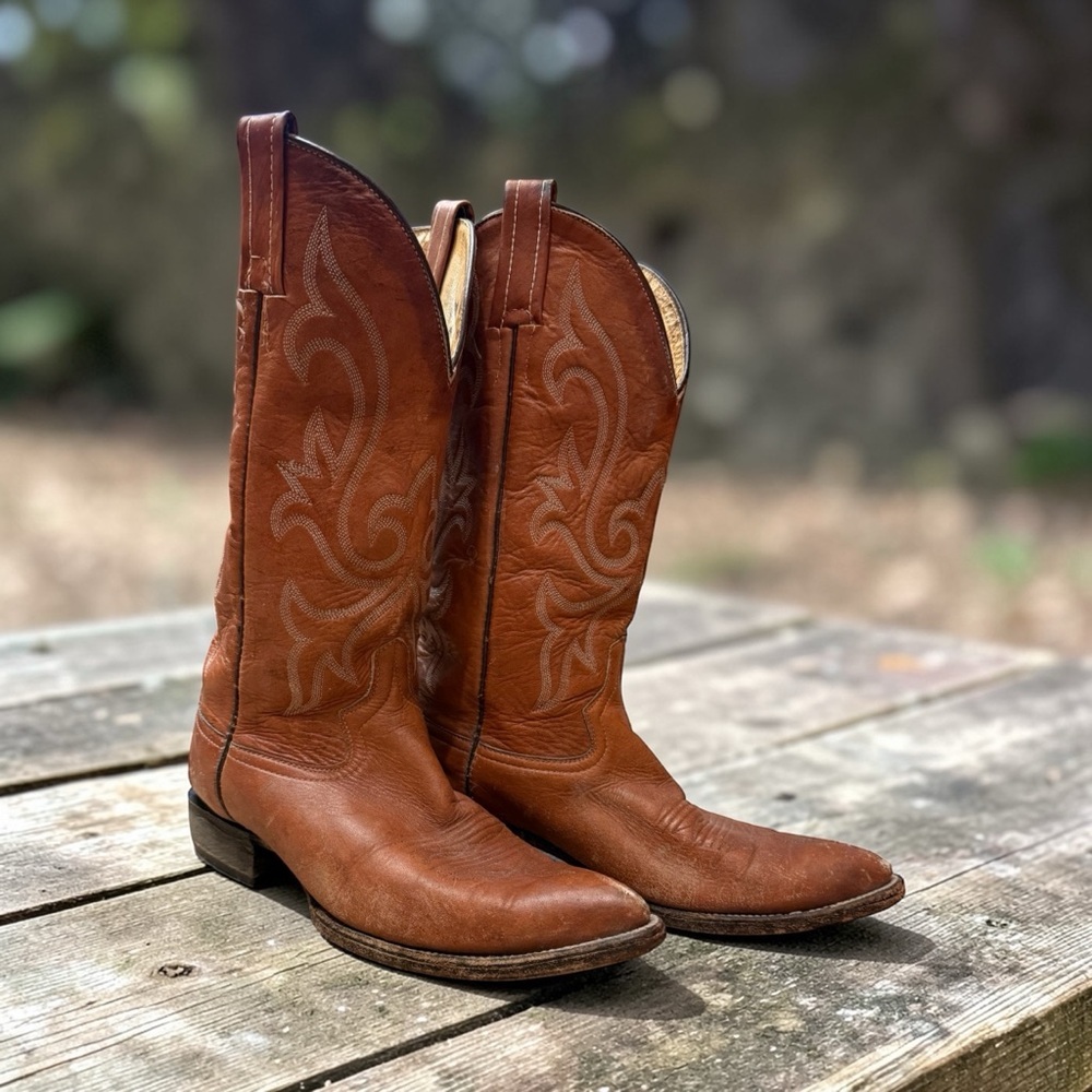 Vaquero Tan Leather cowboy boots Boots size 9